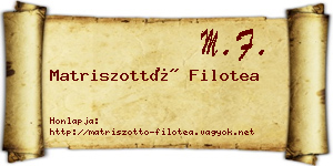 Matriszottó Filotea névjegykártya